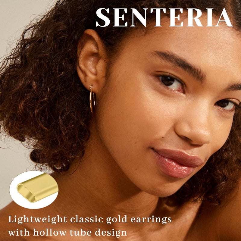 Senteria 2mm Wide 925 Sterling Silver Hoop Earrings for Women Hypoallergenic Lightweight Thin Large Big Gold Plated Hoops Earrings for Women 20/30/50/70MM - Image 2